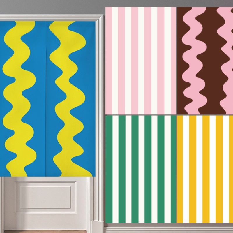 Noren Curtain Doorway - Contrasting color waves changing room Curtain